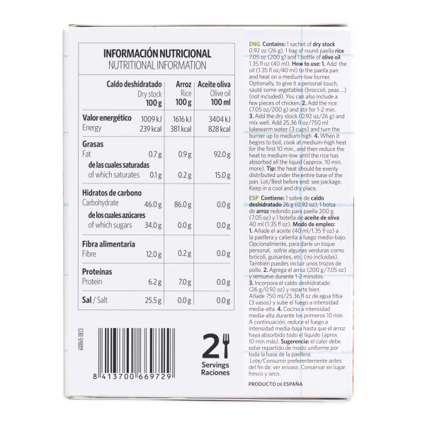 Paella kit verdura estuche - 2 raciones