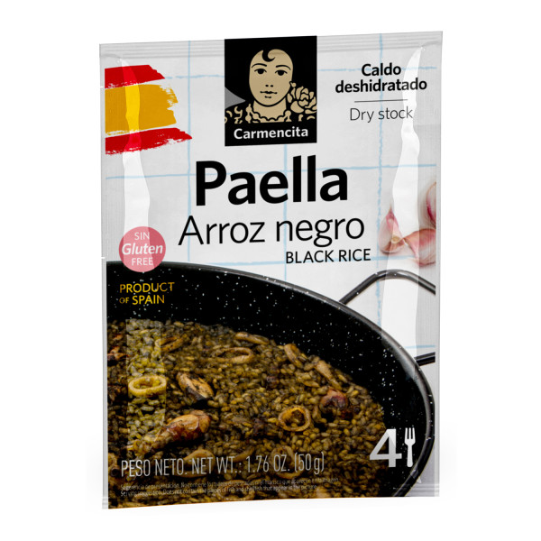 Arroz negro caldo deshidratado para paella - 4 raciones