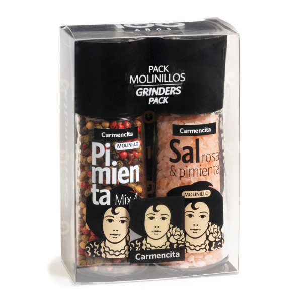 Molinillos mix 4 pimientas y sal rosa pack