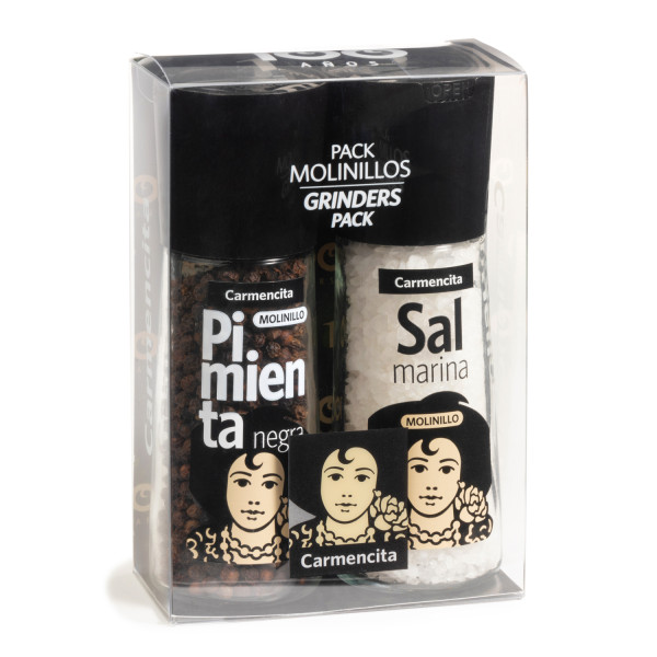 Molinillos pimienta negra y sal marina pack