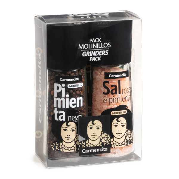 Molinillos pimienta negra y sal rosa pack