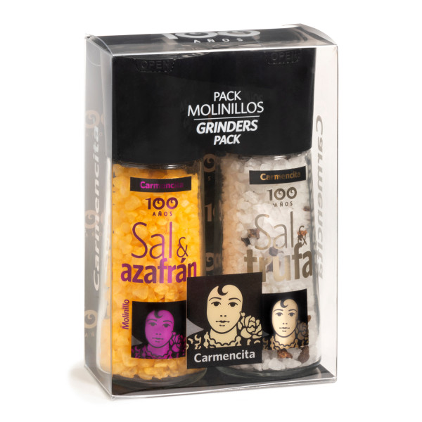 Molinillos sal trufa y sal azafrán pack