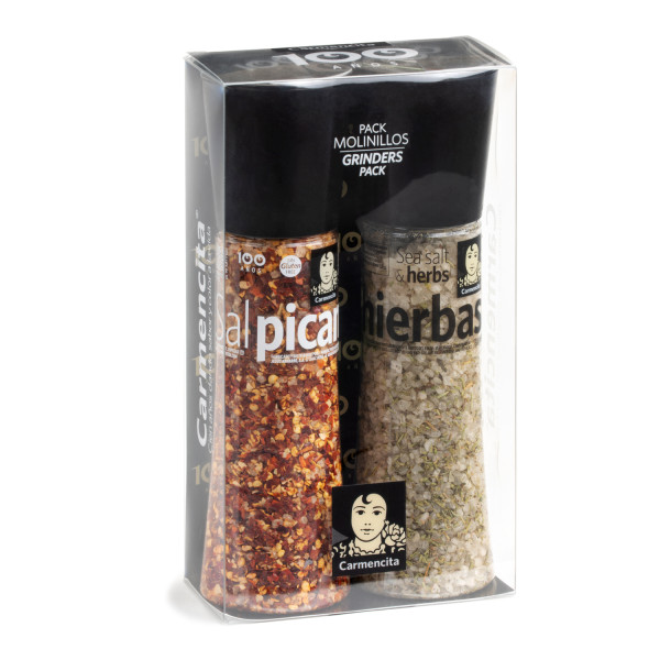 Molinillos sal hierbas y sal picante pack