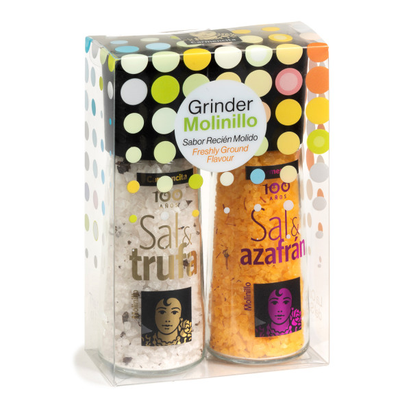 Molinillos sal trufa y sal azafrán pack